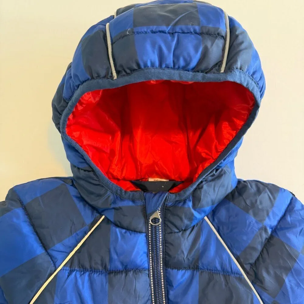 HANNA ANDERSSON Insulated Hooded Full Zip Snowsuit Blue Checkered 70cm